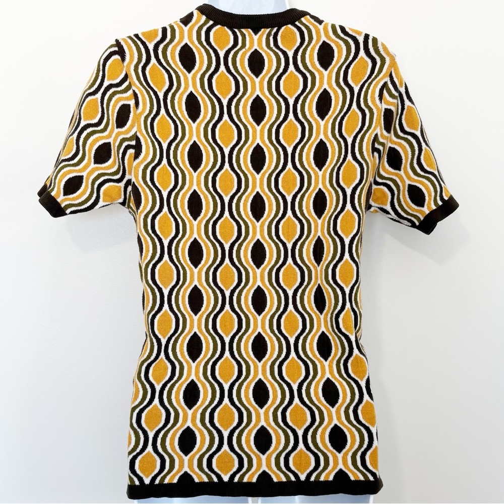 ASOS DESIGN Retro Mod Cutout Knit Top Yellow Brown Size S - Picture 3 of 7